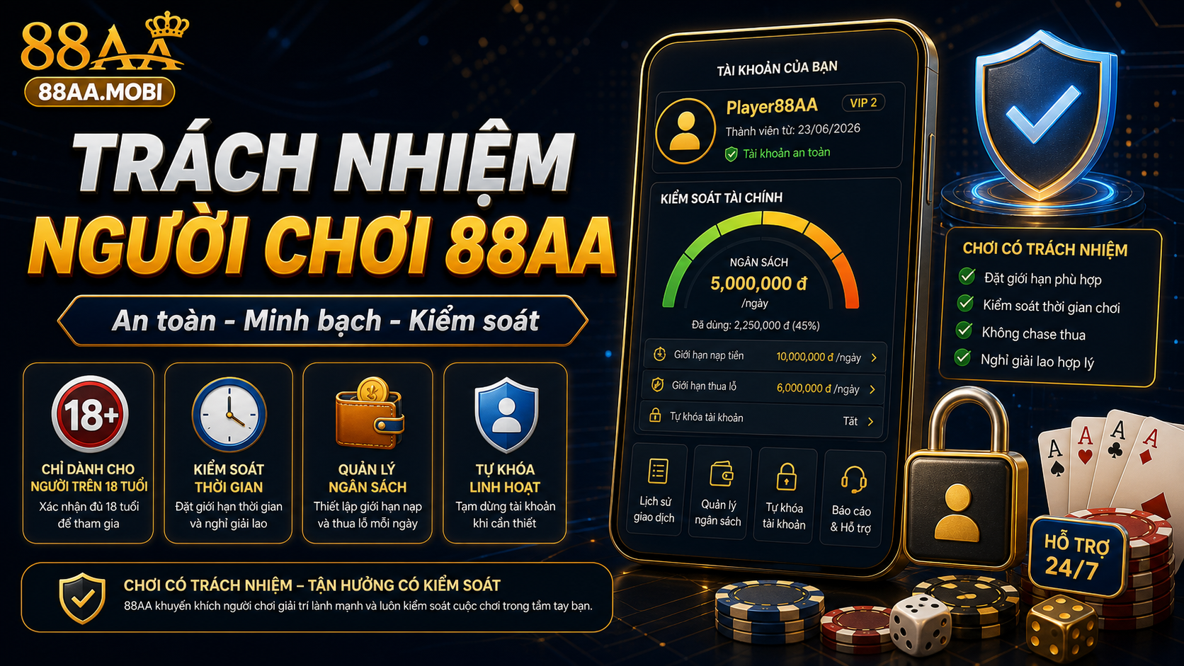 Hỗ trợ người chơi 88AA khi cần kiểm soát tài khoản